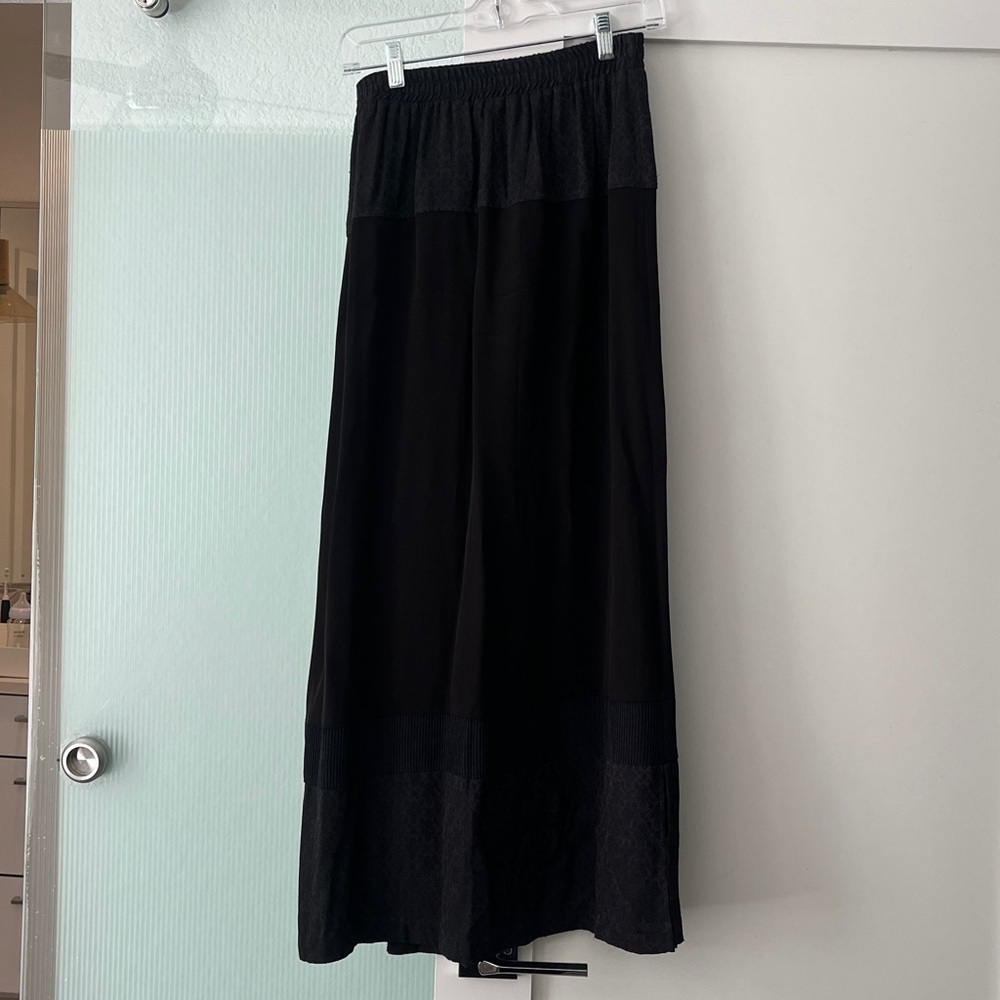 Yasuko Black Jacquard Print Crepe Maxi Skirt